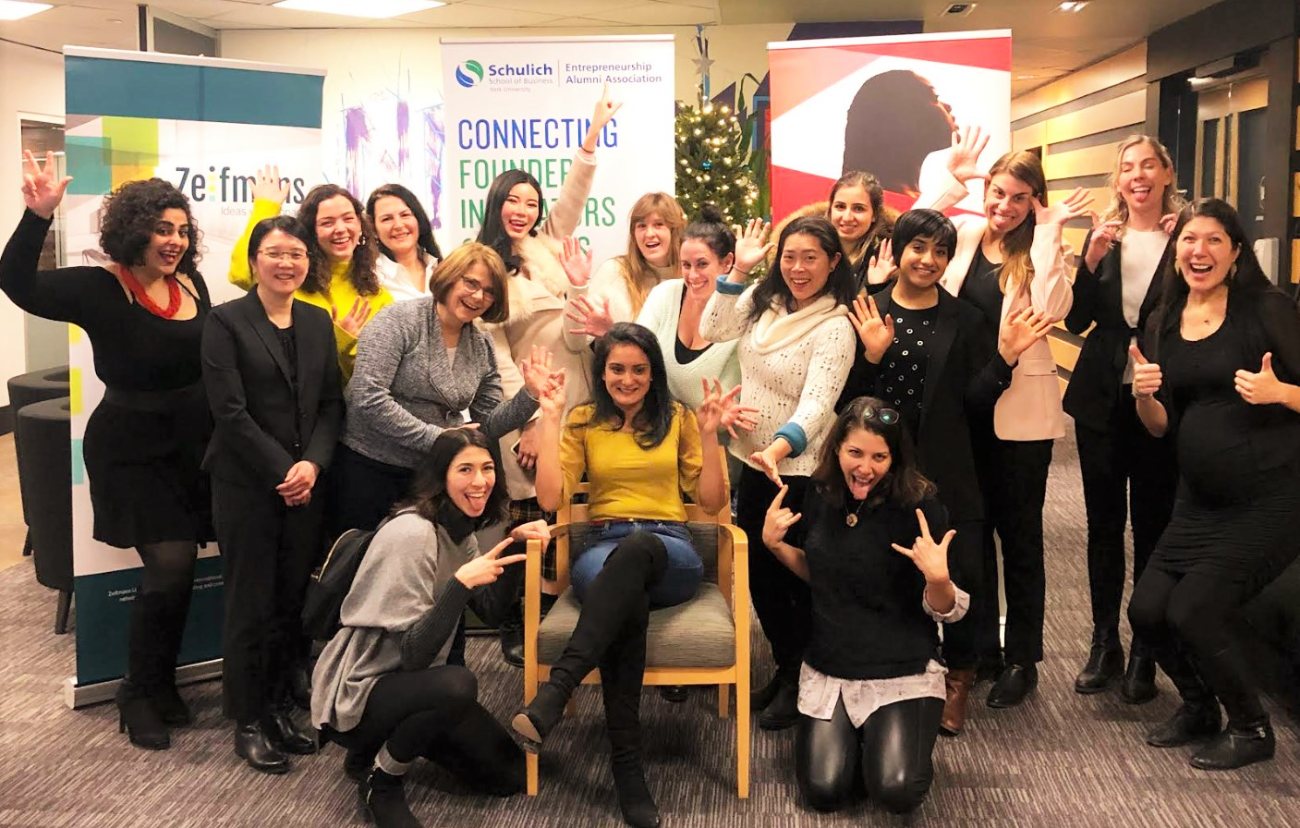 An InFounders women's cohort before a session