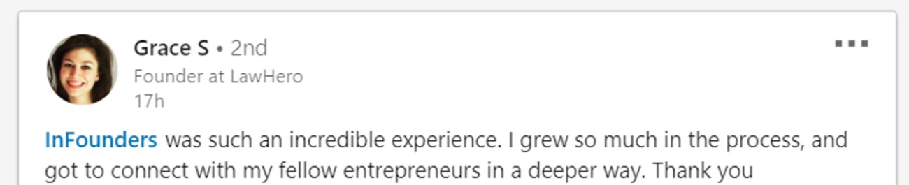 LinkedIn post from Grace S, Founder at LawHero